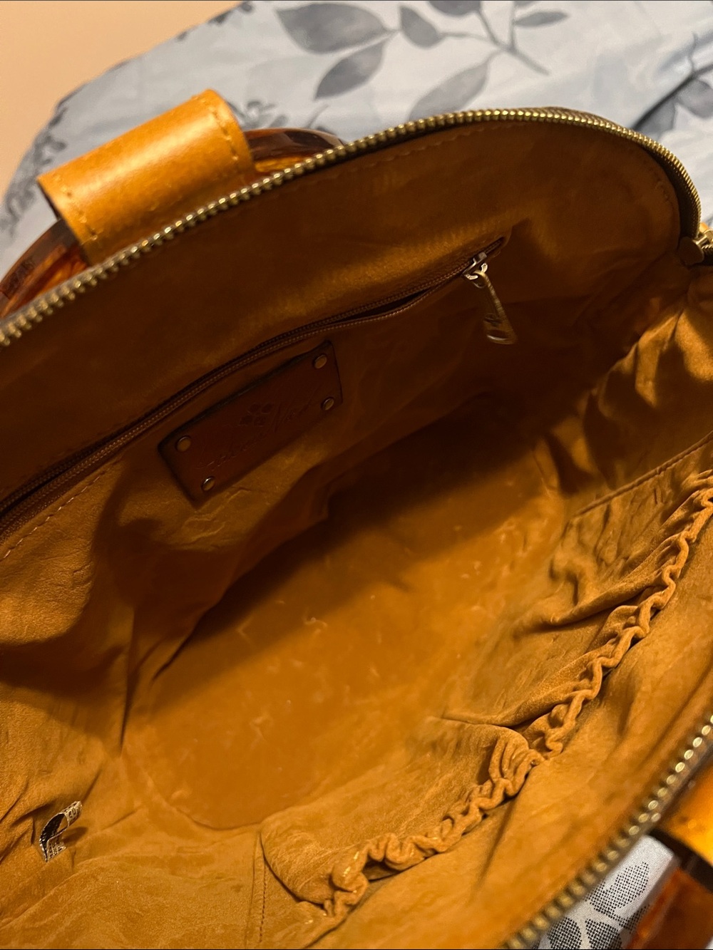 Patricia Nash Leather Floral Print Ring-Handle Satchel - Picture 5 of 7